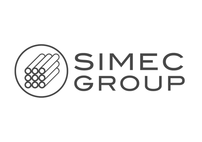 Il logo Simec Group, azienda italiana che produce e incide rulli e maniche al servizio di oltre 35 settori applicativi.
